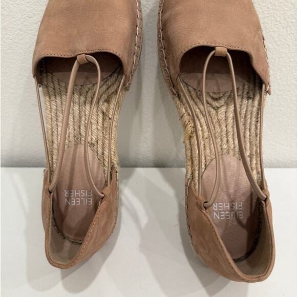 Eileen Fisher Womens Size 8 Lee Tumbled Nubuck Espadrille Nude Espresso Casual - Picture 6 of 7